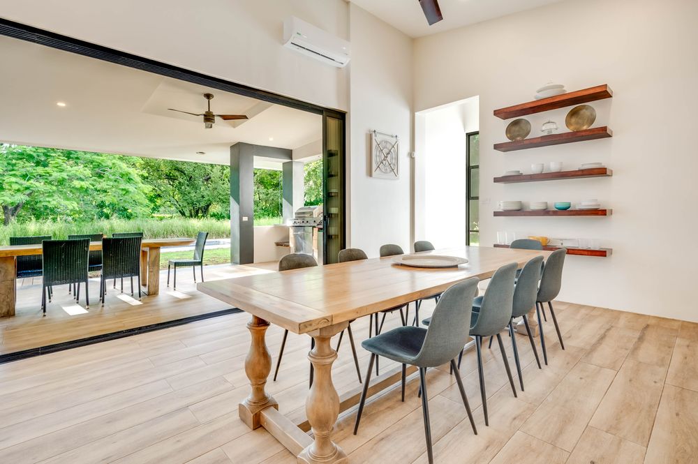 Indoor dining table for ten
