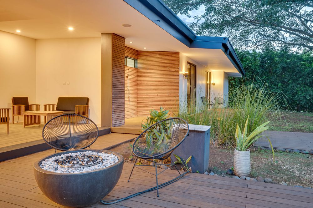 Fire pit at dusk