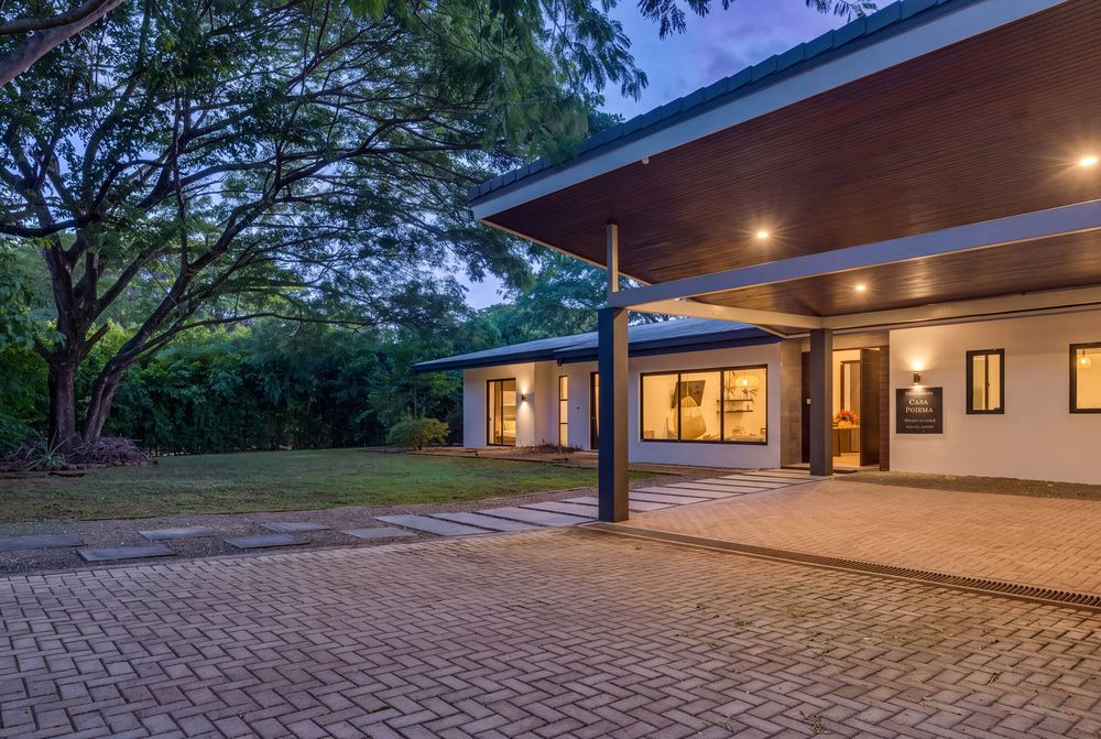 Casa Poiema entrance at twilight